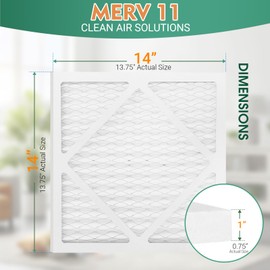 (2 Pack) 14x14x1 Air Filter, MERV 11 MPR 1200 & FPR 7, Pleated Air Filter (Actual Size: 13.75"x13.75"x0.75")