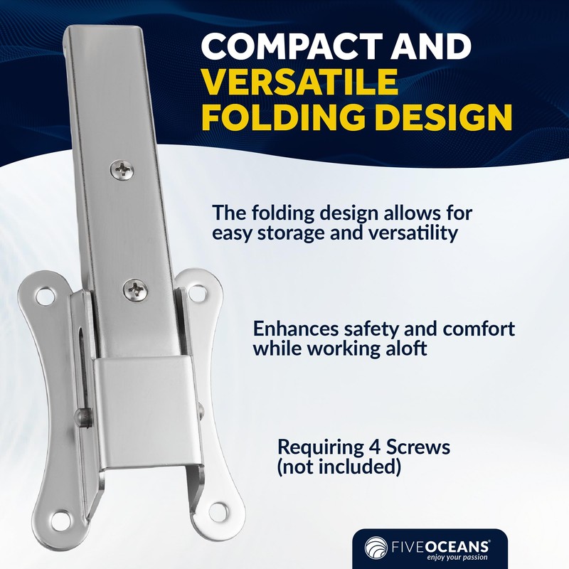 Five Oceans Folding Step, Folding Mast Step - Stainless Steel