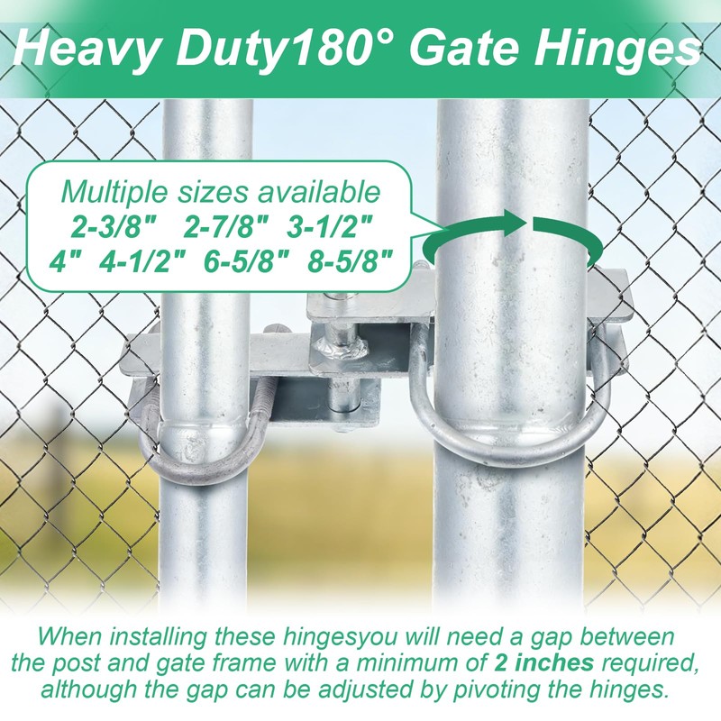 Wmebee 4-1/2" Chain Link Fence 180 Degree Commercial Duty Gate