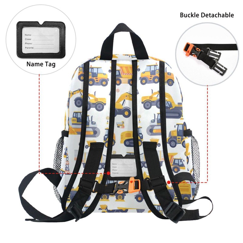 panksolu Cartoon Cars Excavator Toddler Backpack for Boys Girls,Kid Backpack