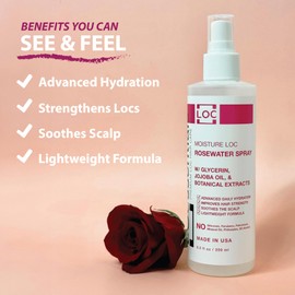 LOCssentials Rose Water for Locs – Rosewater and Glycerin Loc Moisturizer Spray with Jojoba Oil & Organic Botanical Extracts, Premium Braid Spray, Daily Hair Mist & Scalp Moisturizer