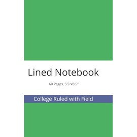 Lined Notebook, College Ruled with Field, 60 Pages, 5.5"x8.5",