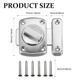 1 Pcs Rotate Bolt Latch Door Bolts for Internal Doors,Sliver Stainless Steel Door Latch, Bathroom Door Lock Anti Theft Protection Rotate Bolt Door Lock Door Latches for Cupboard Cabinet Window