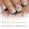 SGERUFZ 24Pcs Press-On False Nails with French Design, Acrylic Glossy,