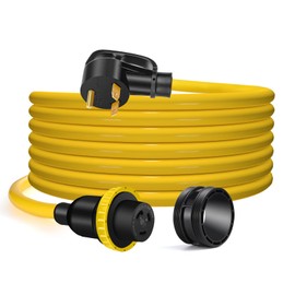 LAZMUMI 30 Amp 25 Feet RV Power Extension Cord Twist Locking, NEMA TT-30P Male to NEMA L5-30R, Heavy Duty 3 Prong 10 Guage STW with Grip Handle and Cord Organizer for RV Trailer Campers