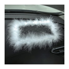 Car Anti-Slip Feather Pad, Fluffy Mat for Auto Dashboard, Middle Size Adhesive Pads for Car Ornament, Dash Grip Mats for Decorations Cell Phones Keys, Vehicle Interior Accessories (White)