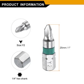 HARFINGTON 10pcs Y Type Screwdriver Bit Y2 1/4" Hex Shank 25mm/1" Length Magnetic Y Shape Hex Bits S2 Steel Electric Screw Driver Bit