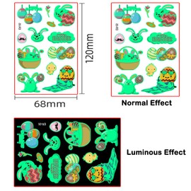 Easter Stickers Happy Bunny Eggs Stickers Roll Assorted Easter Theme Bunny Stickers Waterproof Self-Adhesive Decorative Easter Stickers for Party Supplies (E-10Pcs-Tattoo)