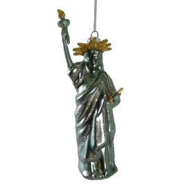 OnHoliday Statue of Liberty Blown Glass New York Christmas Tree Ornament