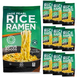 Lotus Foods Jade Pearl Organic Rice Ramen Noodles With Miso Soup - Gluten Free Ramen Noodles, Vegan Ramen Noodles, Organic Ramen Rice Noodles - 2.8 Oz Bags (Pack of 10)