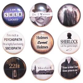 9 Mini Sherlock Fridge Magnet Set (25mm) - Made in UK - by Button Zombie