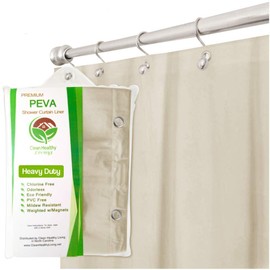 Clean Healthy Living Heavy Duty PEVA Tan Shower Curtain Liner with Magnets & Suction Cups - 70 X 72 in. Long