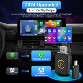 2-in-1 Wireless CarPlay & Android Auto Adapter, Convert Wired to Wireless 2025 Upgraded, Plug & Play, Fast & Stable Car Play Adapter with USB A/C, for iOS 10+ & Android 11+, Cars with Built-in CarPlay