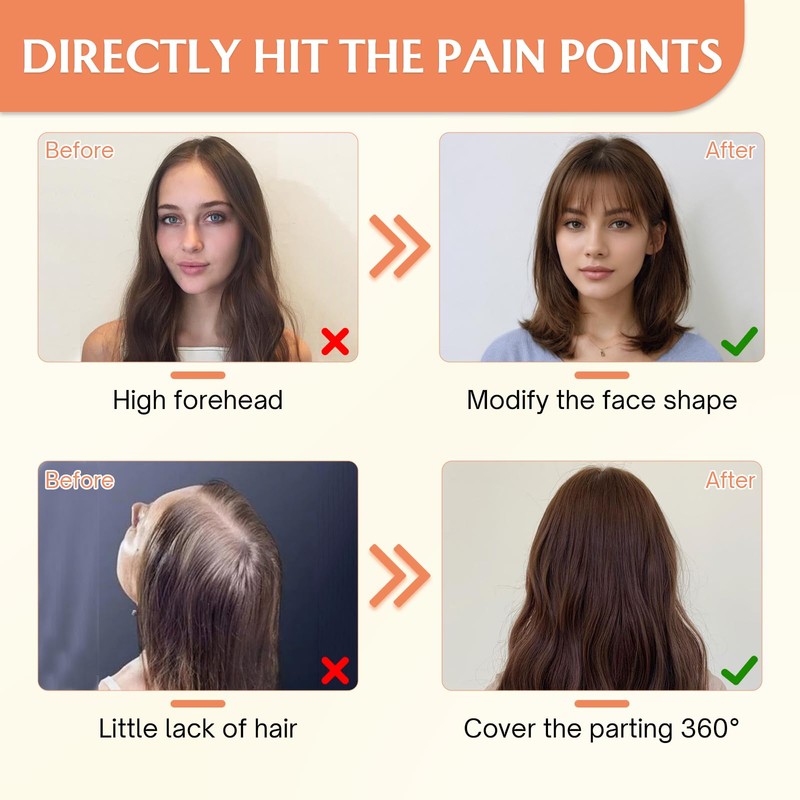 Benehair Clip in Bangs 100% Real Hair 3D Wispy Bangs