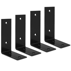 STARVAST 4 Pcs Heavy Duty Shelf Brackets, 125 x 85 x 45mm L Shape Right Angle Shelf Brackets, 90 Degree Angle Wall Mounted Shelf Supporter Bracket Frame, Black