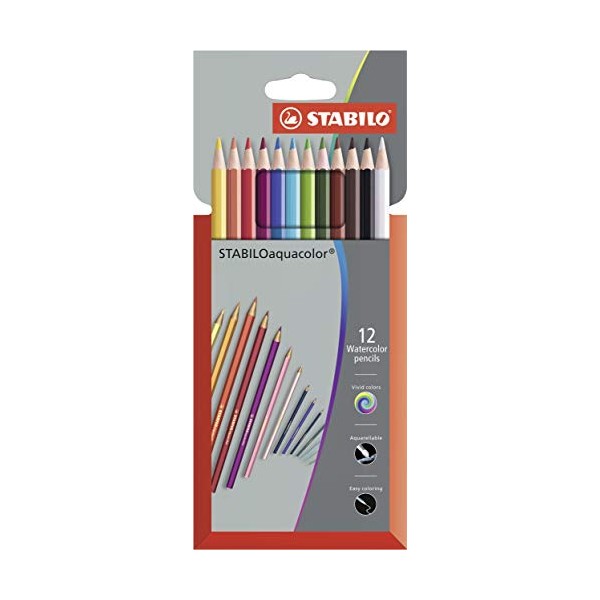 Colouring Pencil - STABILOaquacolor Wallet of 12 Assorted Colours