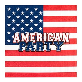 Boland 44957 - Papierservietten American Party, 12 Stück, Größe 33 x 33 cm, Amerika, USA Vereinigte Staaten, Partygeschirr, Garten Party, Fingerfood, Partyzubehör, Mottoparty, Karneval
