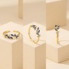 CZMZHFC Gold Rings for Women,Open Adjustable Ring,Cubic Zirconia Leaf Ring,Non-Tarnish