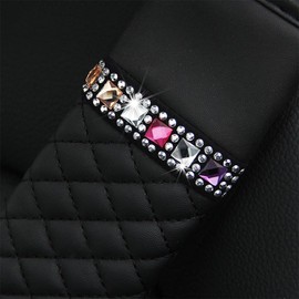 Pack of 2 Car Seat Belt Pads, PU Leather Crystal Glitter Bling Bling Car Seat Belt Protector, Seat Belt Pads, Car Seat Belt Shoulder Pads, Protective Cushion, Black