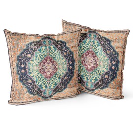 Snylcce Boho Throw Pillow Covers Set of 2 Burlywood Antique & Vintage Design Double Sided Pattern Soft Cushion Covers for Garden Couch Sofa Bed Decorative 18x18 Inch Pillowcases
