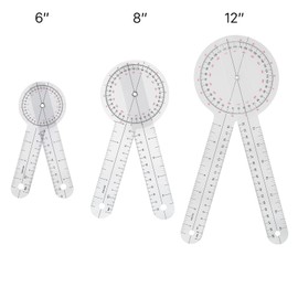 outlev Goniometer Set 3 Pieces of 6/8/12 Inch Occupational Physical Therapy Protractor Tool Measurement Angle Ruler Kit Plastic 360 Degree Universal (3pc)