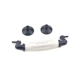 Geesatis 6 Pcs Drop Pulls Handles Furniture Handles Pulls Ceramic Drawer Pulls, Hole Distance 4.5 inch / 115 mm, with Mounting Screws