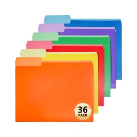 Colored File Folders 8.5 x 11 Inch, Assorted 6 Colors Manila File Folders Letter Size for Office Classroom Use, 1/3 Cut Tab, Bulk 36 Pack
