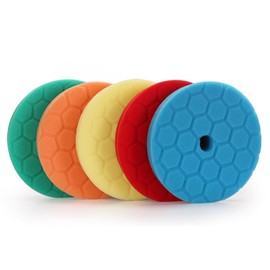 Veenkeny Sponge Pad 5 Pieces 125mm Polisher Sponge Buffing Set Polishing Sponge Electric Drill Sponge Set for Mini Polisher Buffing Polishing Wax