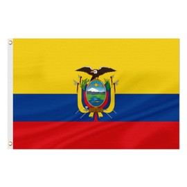 ASUNO Ecuador Flag 90 × 150 CM Polyester Ecuadorian National Banner with 2 Brass Grommets Double Side Vivid Color Fade Resistant for Outside Garden Lawn Patio