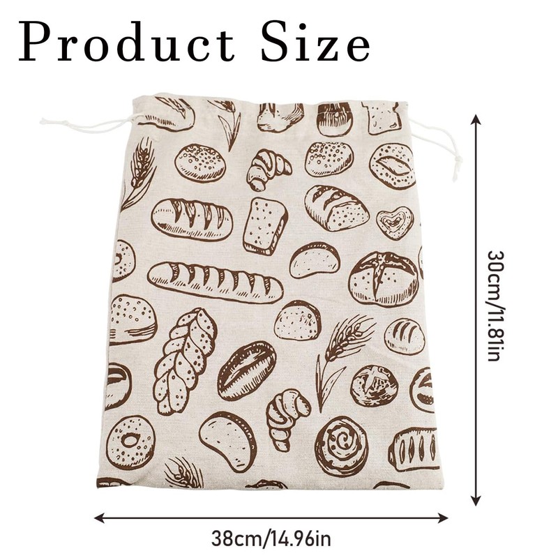 Reusable Linen Bread Bags with TPU Liner - 11.8" x