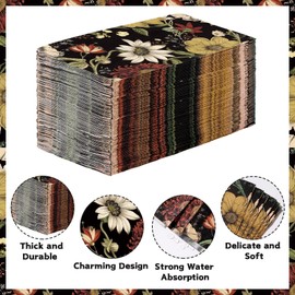 100 Pcs Vintage Paper Napkins 3 Ply Disposable Absorbent Abstract Floral Napkins Boho Retro Flower Guest Napkins for Fall Autumn Thanksgiving Lunch Dinner Bathroom Kitchen Supplies