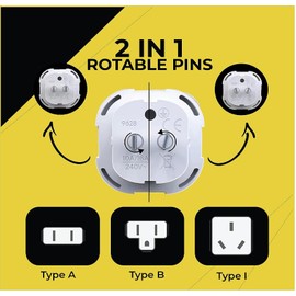 MOBIBAY MOBIBAY Pack of 2 UK to US Plug Adaptor Type G to Type A and B from UK to USA, Canada, Australia, Jamaica, Barbados,Mexico,Thailand,China,Japan and more 3 pin to 2 Pin American Travel Adapter Plugs