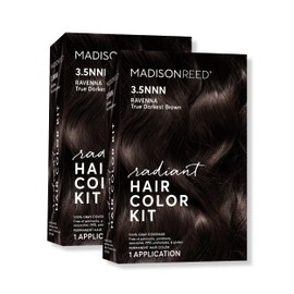 Madison Reed Madison Reed Radiant Hair Color Kit, Darkest Brown for 100% Gray Coverage of Resistant Gray Hair, Ammonia-Free, 3.5NNN Ravenna Brown, Permanent Hair Dye, Pack of 2