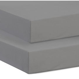 2 x Chicco Next to Me Crib Fitted Sheets (85 x 51 cm) | Hypoallergenic,Ultra Soft Brushed Microfibre Oeko-tex Standard100 Sheets | Comfy & Breathable Sheets For Girl & Boy (Grey, 85 x 51 cm)