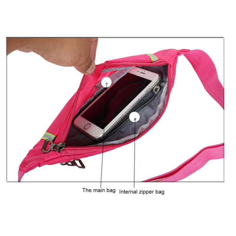WLEs1-Pink Outdoor Sport Running Belt Water Resistant Storage Pockets Bumbag