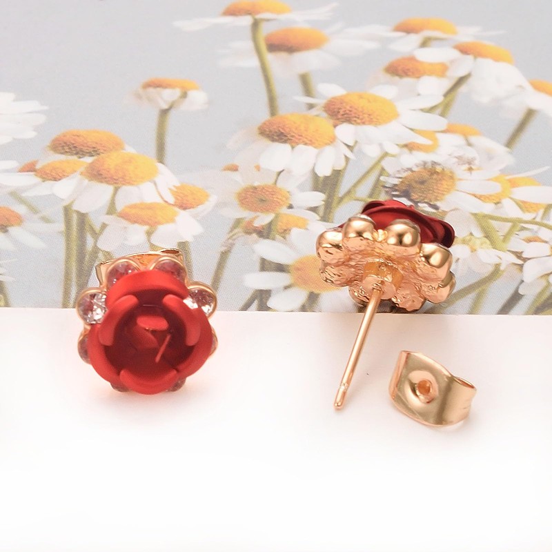 Yoursfs Women’s Rose Earrings, 18K Gold Plated, Enticing, For Both