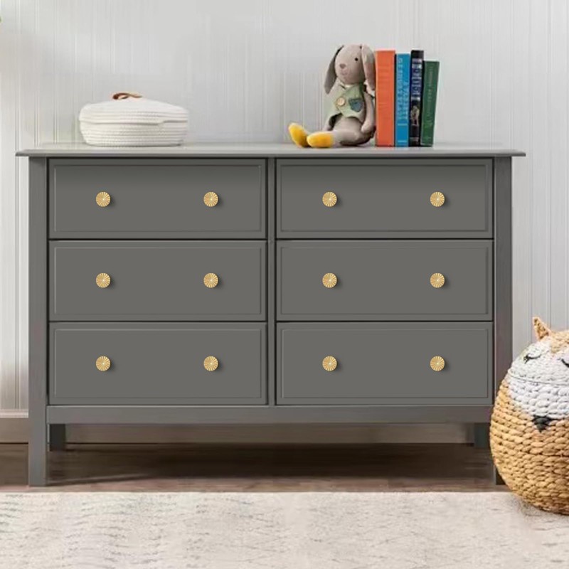 TKWINKT 6 Pack Cabinet Knobs Gold Drawer Knobs 1.42 inch