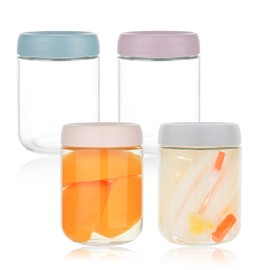 NCnnwovf 16 oz Overnight Oats Containers with Lids,Wide Mouth Mason jars,Airtight Glass Jars for Yogurt，Milk,Salad,Cereal,Snacks,Sugar,Spice (4)