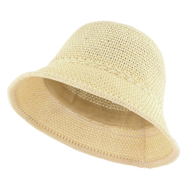 EINSKEY Women's Crochet Bucket Hat, Faux Straw Weaving Sun Hat