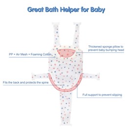 Colorlife - Red de apoyo para asiento de baño para bebé, ajustable, cómoda, antideslizante, de cinco puntas, malla para recién nacidos, 0 a 6 meses, color blanco