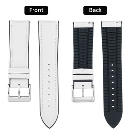 Binlun Leather Watch Band, Inside Layer Rubber is Breathable. 0.5 - 0.9 in (14 - 22 mm), Hybrid Quick Release Watch Strap, Smart Watch Strap, Unisex Use, 6 Colors Available, Faux Leather Rubber, No