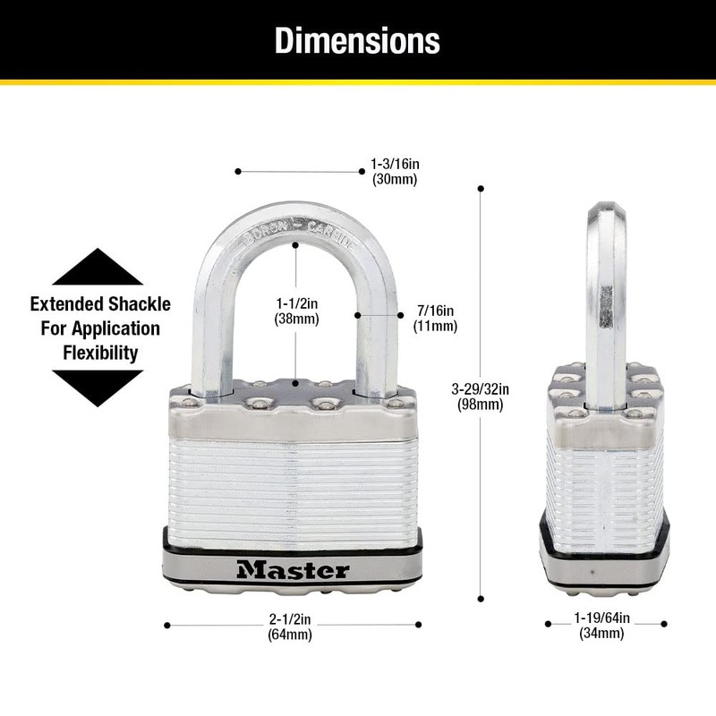 Master Lock M15XDLF Magnum Heavy Duty Padlock with Key, 1
