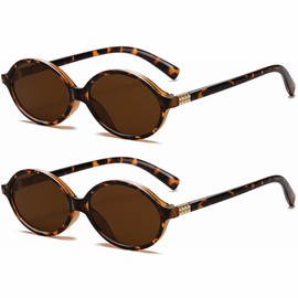 Breaksun Retro Oval Sunglasses for Women Men Trendy Round Sunnies 90s Vintage Style, Z 2pack (Tortoise/Brown+tortoise/Brown), MM