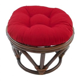 International Caravan Furniture Piece Rattan Footstool with Twill Cushion