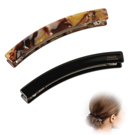 2 Pieces Long Thin Hair Clip Rectangular, Automatic Large Hair Clips, French Vintage Hair Accessories for Women Girls Thick Medium Hair