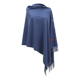 Women’s Winter Pashmina Shawl Wrap with Tassel Lightweight Cashmere Cape Softness Oversized Blanket Blue