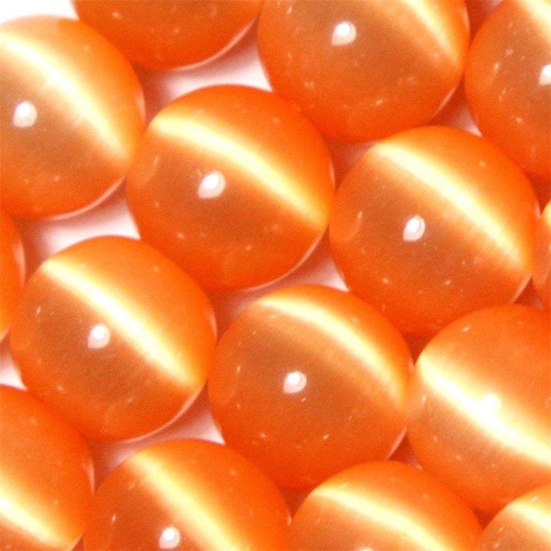 LIFAVOVY Orange Cat Eye Beads Round 4mm Semi Precious Gemstone