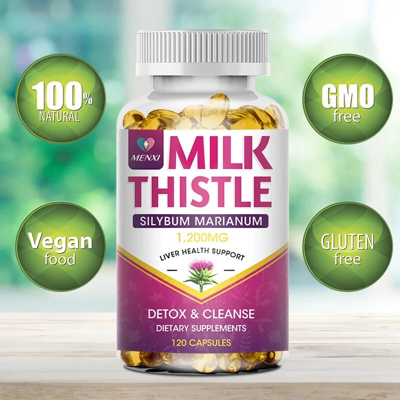 1200MG Milk Thistle (Silymarin) 120 Capsules Dandelion Root Extract Liver