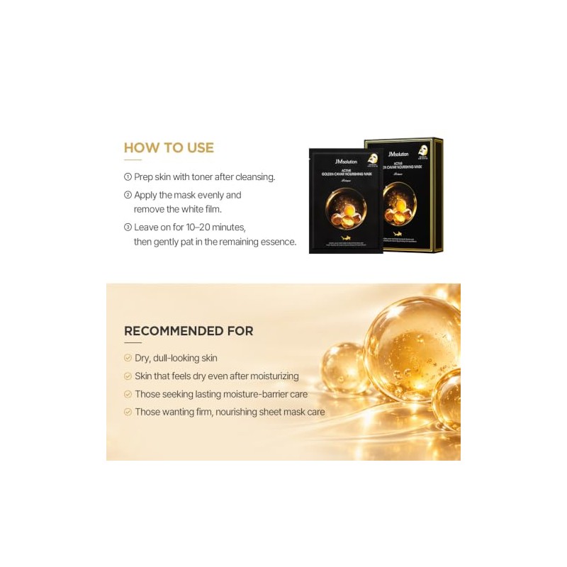JMsolution Mascarilla Nutritiva Active Golden Caviar - Mascarilla Facial Coreana