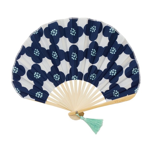 Wpc. W084-9088-204 Gift Box Fan, Camellia, Navy, Women's, Heatstroke Prevention,